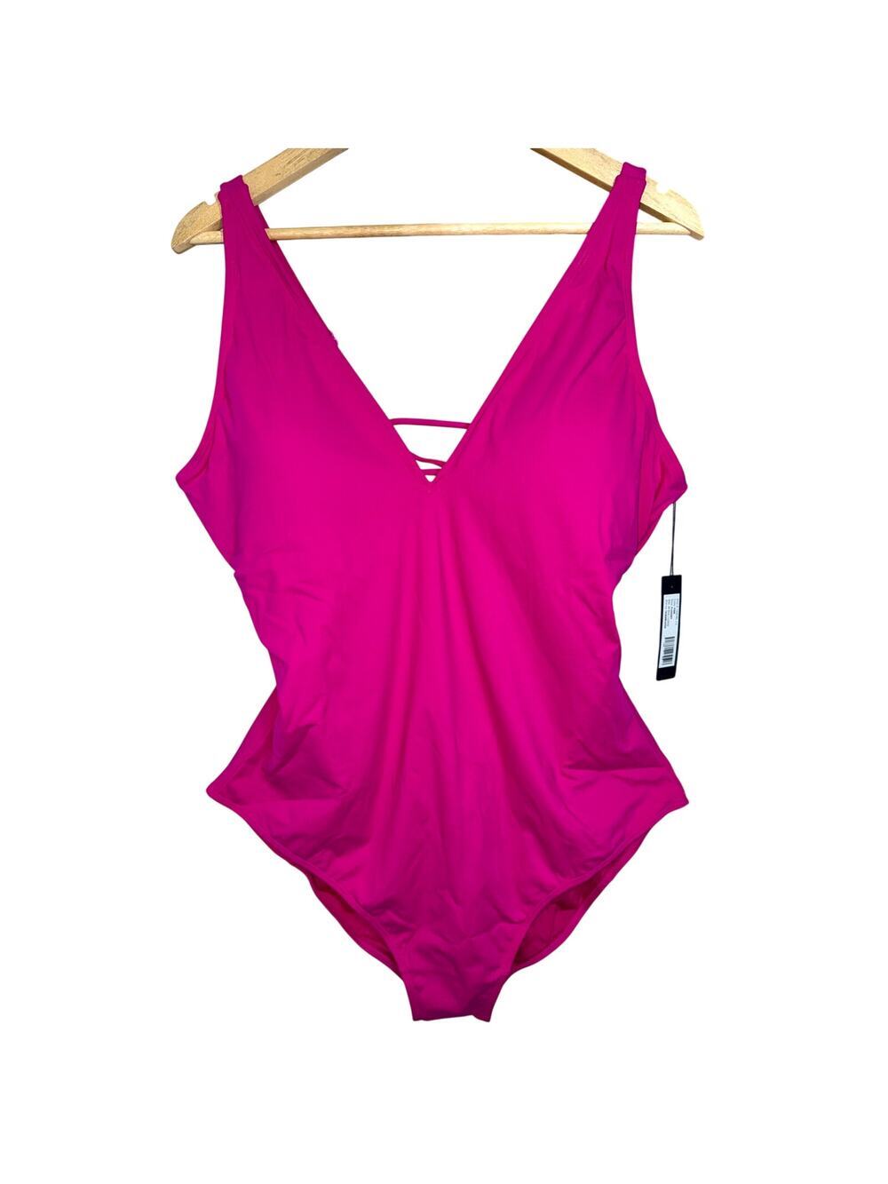 NWT TA3 Plungey Pink Lace Up Sculpting Corset One Piece Swimsuit Sz 3X Reg/Long